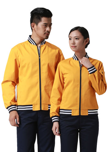 重庆涤棉厚纱卡黄色长袖工作服