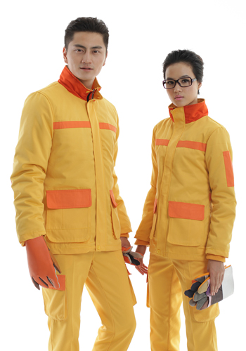 重庆可脱里防静电工装呢黄色棉衣